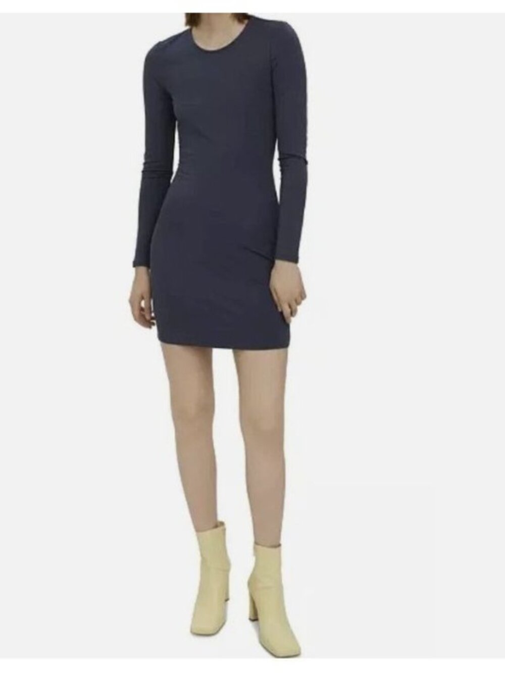 Vero Moda Long Sleeve Open Back Mini Dress Blue Medium New